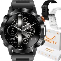 Smartwatch Gravity Zegarek męski SMARTWATCH GRAVITY T20-black/white. Białe zegarki męskie Gravity, bez wzorów. Za 267.00 zł.