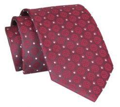 Męski Krawat - Czerwony w Grochy - Angelo di Monti. Czerwone krawaty i muchy Angelo di Monti, bez wzorów, z tkaniny, eleganckie. Za 45.00 zł.