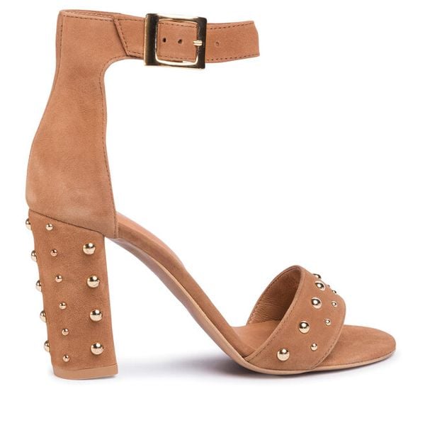 Sandały Sergio Bardi. Brązowe sandały damskie Sergio Bardi, bez wzorów, bez obcasa, na słupku, bez zapięcia. Za 299.99 zł.