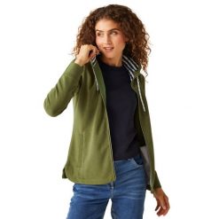 Bayletta damska bluza z kapturem. Zielone bluzy damskie Regatta, bez wzorów, sportowe, bez ramiączek, z kapturem. W wyprzedaży za 257.00 zł.