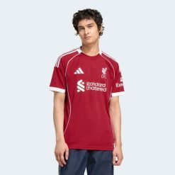 Koszulka piłkarska Liverpool FC sezon 25/26 domowa. Bluzki damskie DOUBLE D, m, bez wzorów, sportowe, bez kołnierzyka, bez ramiączek. Za 459.99 zł.