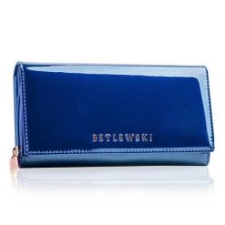Portfel damski BETLEWSKI niebieski ZBPD-BS-106. Niebieskie portfele damskie Betlewski, z lakierowanej skóry. Za 139.00 zł.