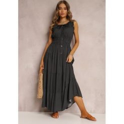 Czarna Sukienka Kilroy. Czarne sukienki damskie Renee, na lato, l, bez wzorów, boho, bez kołnierzyka, bez ramiączek, maxi, rozkloszowane. Za 74.99 zł.