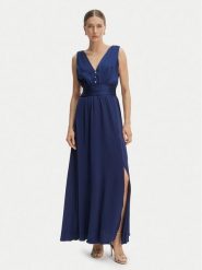 Morgan Sukienka wieczorowa 261-RSILVIA Granatowy Regular Fit. Niebieskie sukienki damskie Morgan, bez wzorów, z syntetyku, wizytowe, bez kołnierzyka, bez ramiączek. Za 449.99 zł.