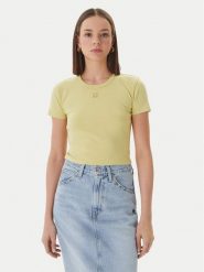 HUGO T-Shirt Delanor 50512000 Beżowy Slim Fit. Brązowe t-shirty damskie Hugo, xl, bez wzorów, z bawełny, bez kołnierzyka, bez ramiączek. Za 229.99 zł.