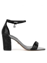 Nine West Sandały WFA3032-1 Czarny. Czarne sandały damskie Nine West, bez wzorów, z materiału, bez obcasa, na słupku, bez zapięcia. Za 174.99 zł.