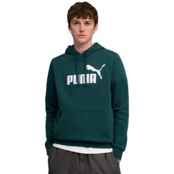 Bluza męska Puma ESS No.1 Logo Hoodie FL zielona 682571 75. Zielone bluzy sportowe męskie Puma, m, bez wzorów, bez kaptura, do piłki nożnej. Za 159.00 zł.