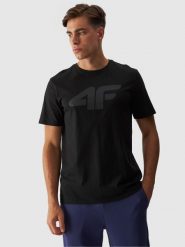 4F T-shirt regular z nadrukiem męski - czarny M. Czarne t-shirty męskie 4F, m, bez wzorów, z bawełny, bez kołnierzyka, bez ramiączek. Za 59.99 zł.