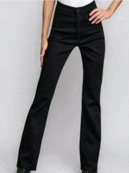 Jeansy flare high waist - czarny. Czarne jeansy damskie Sinsay, bez wzorów, z jeansu, z podwyższonym stanem. Za 49.99 zł.