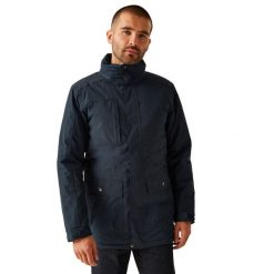 Kurtka Parka Przeciwdeszczowa Męska Darby III. Niebieskie kurtki męskie Regatta, na zimę, m, bez wzorów, z materiału, eleganckie, bez kołnierzyka, z kapturem. Za 571.99 zł.