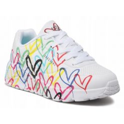Buty damskie SKECHERS UNO LITE 314064L-WMLT białe w serca sportowe 39,5. Białe obuwie sportowe damskie Skechers, bez wzorów, bez zapięcia, trekkingowe, Skechers Sport. Za 269.00 zł.