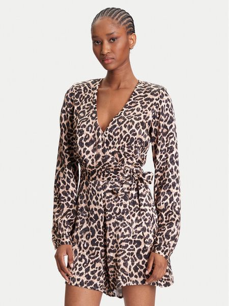 Guess Kombinezon W5YD09 WHCM0 Brązowy Regular Fit. Brązowe sukienki damskie Guess, s, z aplikacjami, z wiskozy, bez kołnierzyka, bez ramiączek. Za 499.99 zł.