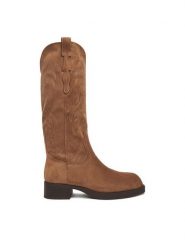 JENNY Kozaki CEO-HY80176-1 Brązowy. Brązowe kozaki damskie Jenny, bez wzorów, z materiału, bez obcasa, na płaskiej podeszwie, bez zapięcia. Za 249.99 zł.