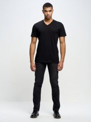 Koszulka męska typu slim czarna Basicov 906. Czarne t-shirty męskie BIG STAR, l, bez wzorów, bez kołnierzyka, bez ramiączek. W wyprzedaży za 79.99 zł.