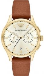 Zegarek Emporio Armani Dario Zegarek męski kremowa tarcza skóra 42 mm (AR11714). Białe zegarki męskie Emporio Armani, bez wzorów, ze skóry. Za 443.99 zł.