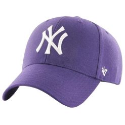 Czapka z daszkiem dla dorosłych MLB New York Yankees MVP Cap. Fioletowe czapki damskie 47 Brand, bez wzorów, z materiału, sportowe. Za 109.99 zł.