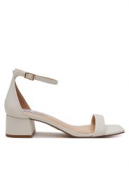 Steve Madden Sandały Gena SM11003579 Écru. Sandały damskie Steve Madden, bez wzorów, ze skóry, bez obcasa, na słupku, bez zapięcia. Za 359.99 zł.
