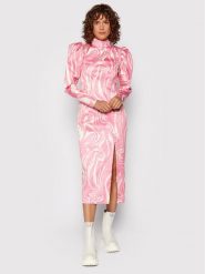 ROTATE Sukienka koktajlowa Theresa Dress RT588 Różowy Regular Fit. Czerwone sukienki damskie ROTATE, bez wzorów, z syntetyku, wizytowe, bez kołnierzyka, bez ramiączek. Za 1,529.00 zł.