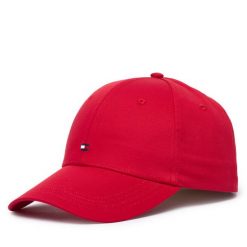 Czapka z daszkiem Tommy Hilfiger. Czerwone czapki damskie Tommy Hilfiger, bez wzorów. Za 169.99 zł.