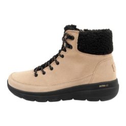 Buty Skechers Glacial Ultra-Woodlands 16677/NTBK beżowy. Brązowe botki damskie na zimę, bez wzorów, z materiału, eleganckie, bez obcasa, bez zapięcia. Za 432.01 zł.
