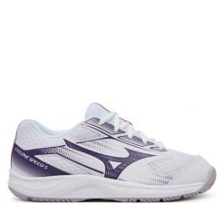 Buty halowe Mizuno. Białe obuwie sportowe damskie Mizuno, bez wzorów, bez zapięcia. Za 209.99 zł.