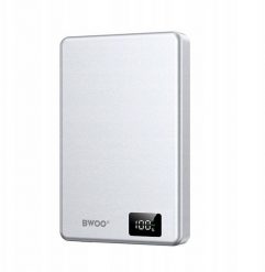 BWOO power bank magnetyczny P76 PD 20W 10000 mAh ultra cienki w aluminiowej obudowie z wyświetlaczem i portem USB-C srebrny. Szare powerbanki Wekome. Za 72.16 zł.