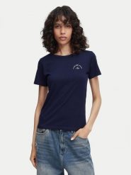 HUGO T-Shirt Deloris 5 50571074 Granatowy Regular Fit. Niebieskie t-shirty damskie Hugo, xs, bez wzorów, z bawełny, bez kołnierzyka, bez ramiączek. Za 254.99 zł.
