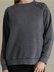 Bluza - szary. Szare bluzy damskie Sinsay, l, bez wzorów, bez ramiączek, bez kaptura. W wyprzedaży za 29.99 zł.