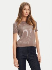 Guess Sweter W5YR21 Z3E70 Brązowy Regular Fit. Brązowe swetry nierozpinane damskie Guess, xxl, z aplikacjami, z wiskozy, bez kołnierzyka, bez ramiączek. Za 332.00 zł.