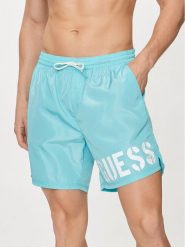 Guess Szorty kąpielowe F4GT28 WG292 Błękitny Regular Fit. Niebieskie kąpielówki męskie Guess, z aplikacjami, z syntetyku. Za 289.99 zł.