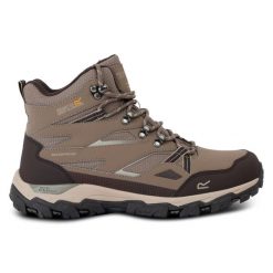 Buty trekkingowe damskie Holcombe 3 wysokie. Niebieskie obuwie trekkingowe damskie Regatta, z syntetyku, bez zapięcia. W wyprzedaży za 269.99 zł.