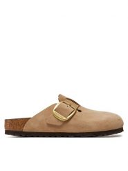 Birkenstock Klapki Boston Big Buckle Lenb 1028052 Beżowy. Brązowe klapki damskie Birkenstock, bez wzorów, z nubiku, bez obcasa, bez zapięcia. Za 769.99 zł.