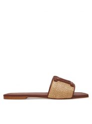 Guess Klapki 5GGZ39 7329A Brązowy. Brązowe klapki damskie Guess, z aplikacjami, ze skóry, bez obcasa, bez zapięcia. Za 1,139.00 zł.