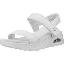 Sandały SKECHERS UNO - SUMMER STAND 2 Biały. Białe sandały damskie Skechers, bez wzorów, z materiału, bez obcasa, bez zapięcia. Za 279.99 zł.