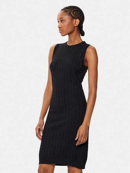 Armani Exchange Sukienka dzianinowa 8NYA9A YMH6Z 1200 Czarny Slim Fit. Czarne sukienki damskie Armani Exchange, m, bez wzorów, z dzianiny, bez kołnierzyka, bez ramiączek. Za 379.99 zł.
