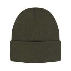 Jednokolorowa Czapka Zimowa Typu Beanie – Zimowa - Ciemna Zieleń. Zielone czapki męskie His Story, na jesień, bez wzorów. Za 40.00 zł.
