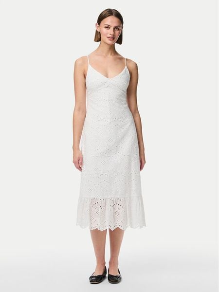 Pieces Sukienka letnia Vilde 17156565 Biały Regular Fit. Białe sukienki damskie Pieces, na lato, l, bez wzorów, z bawełny, bez kołnierzyka, bez ramiączek. Za 149.99 zł.