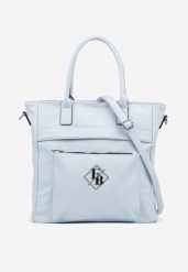 Niebieska Torebka Typu Shopper z Paskiem Crossbody Zdobiona Aplikacją Idaniela. Niebieskie shopperki damskie Renee, z aplikacjami, z jeansu, na ramię, zdobione, bez dodatków. Za 109.99 zł.