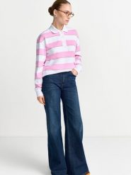Rich & Royal Bluza Kobiety Bawełna różowy|biały, XL. Białe bluzy damskie Rich & Royal, xl, bez wzorów, z bawełny, bez ramiączek, bez kaptura. Za 379.95 zł.