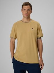 4F T-shirt regular gładki męski - beżowy L. Brązowe t-shirty męskie 4F, l, bez wzorów, z bawełny, bez kołnierzyka, bez ramiączek. Za 79.99 zł.
