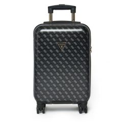 Walizka kabinowa Guess. Czarne walizki damskie Guess, z aplikacjami. Za 469.99 zł.
