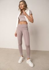 Jasnoszare Legginsy w Stylu Basic z Wyszczuplającym Pasem Samertes. Szare legginsy damskie Born2be, bez wzorów, z jeansu. Za 39.99 zł.
