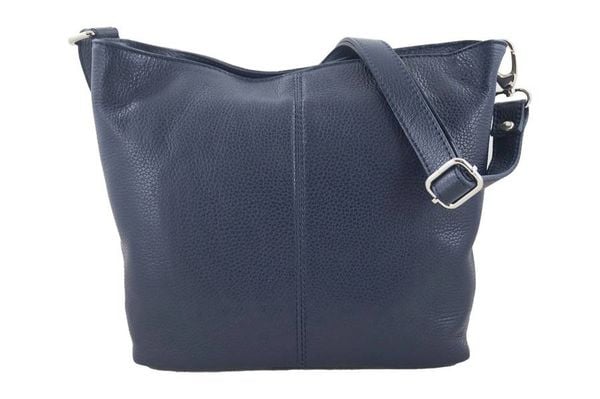 Listonoszka skórzana BARBERINI'S granatowa 12-4. Niebieskie torebki wizytowe damskie Barberinis, bez wzorów, ze skóry, duże, bez dodatków. Za 193.99 zł.