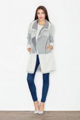 Szykowny Szary Wełniany Płaszcz bez Zapięcia. Szare płaszcze damskie Figl, xl, bez wzorów, z materiału, eleganckie, bez kołnierzyka, bez kaptura. Za 349.00 zł.