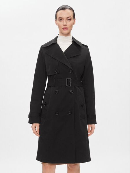 Boss Trencz Conry 50489115 Czarny Regular Fit. Czarne płaszcze damskie Boss, bez wzorów, z syntetyku, bez kołnierzyka, bez kaptura. Za 2,099.00 zł.