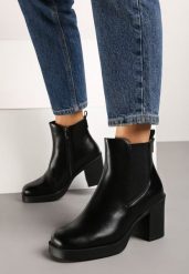 Czarne Botki na Obcasie w Stylu Sztybletów z Elastyczną Wstawką Amarsevia. Czarne botki damskie Born2be, z aplikacjami, z jeansu, eleganckie, bez obcasa, na obcasie, bez zapięcia. Za 189.99 zł.