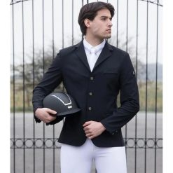 Kurtka konkursowa Premier Equine Enzo. Czarne kurtki sportowe męskie PREMIER EQUINE, m, z aplikacjami, z jedwabiu, bez kaptura, do jazdy konnej. Za 683.00 zł.