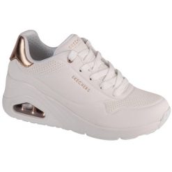 Buty sportowe Sneakersy damskie, Uno Wedge - Hi Steps. Białe obuwie sportowe damskie Skechers, bez wzorów, z materiału, bez zapięcia, trekkingowe. Za 481.00 zł.