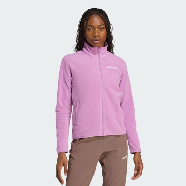 Kurtka Multi Essentials Full-Zip Fleece. Fioletowe kurtki sportowe damskie Adidas, l, bez wzorów, z materiału, bez ramiączek, bez kaptura, trekkingowe. Za 219.00 zł.