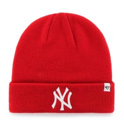 Czapka New York Yankees 47Brand MLB Raised. Czerwone czapki damskie 47 Brand, bez wzorów, z materiału, eleganckie. Za 140.50 zł.